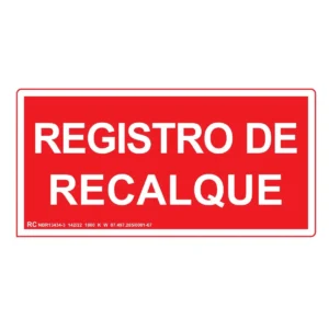 Placa de Sinalização Registro de Recalque Fotoluminescente