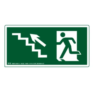 Placa de Sinalização Escada Sobe para Esquerda Fotoluminescente