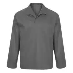 Camisa em Brim Cinza Gola Italiana Manga Longa Uniforme Profissional