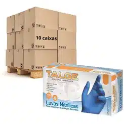 Luva Nitrílica Azul sem Pó CX c/100 und CA 29509 Talge Cx com 10 cartuchos