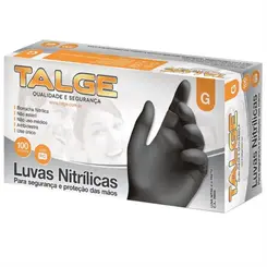 Luva Nitrílica Preta sem Pó CX c/100 und CA 41485 Talge Com 10 cartuchos