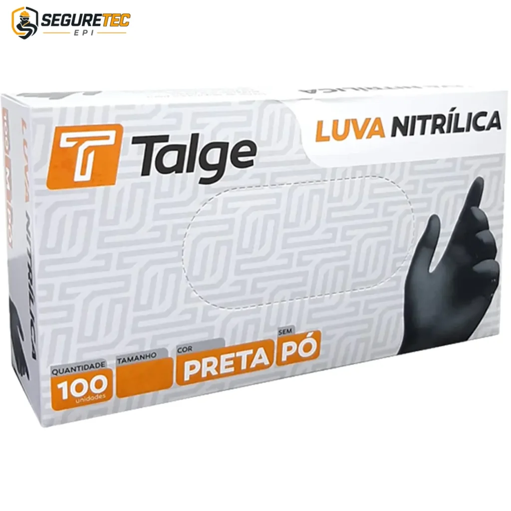 Luva nitr&iacute;lica descart&aacute;vel preta Talge
