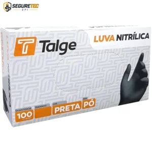 Luva Nitrílica Preta sem Pó CX c/100 und CA 41485 Talge Com 10 cartuchos