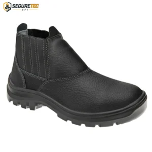 Botina Elastico Bico Plastico Couro Relax Preto 10Vb48Bp Vulcaflex Ca 43377
