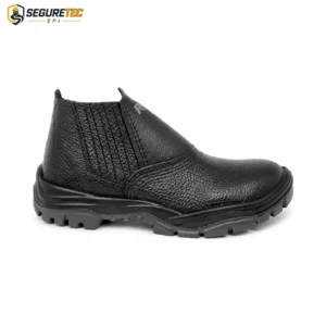 Botina Elastico Bico Plastico Couro Relax Preto Ca 48539